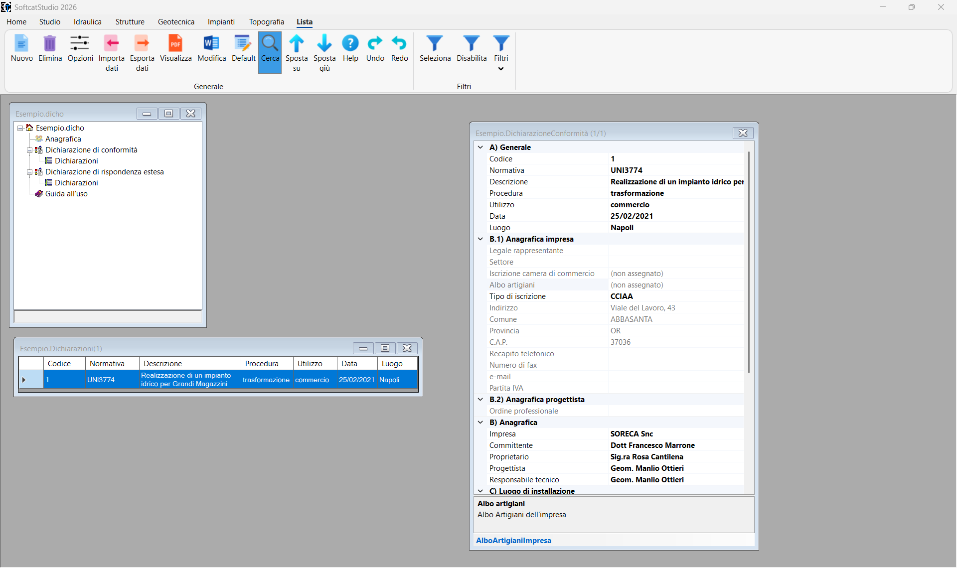 Dicho Free software dichiarazioni di conformità SofTCat