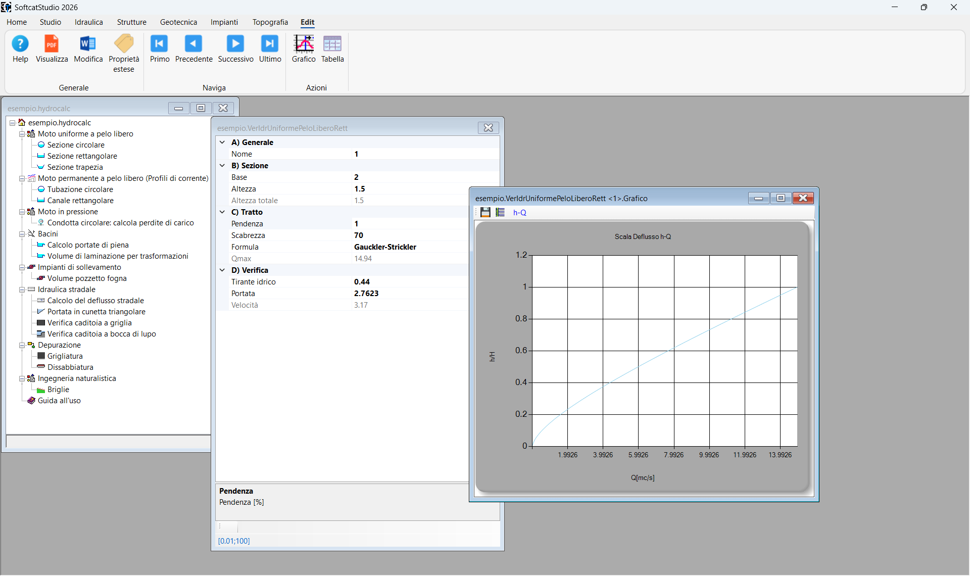 HydroCalc Free software verifiche moto uniforme free SofTCat
