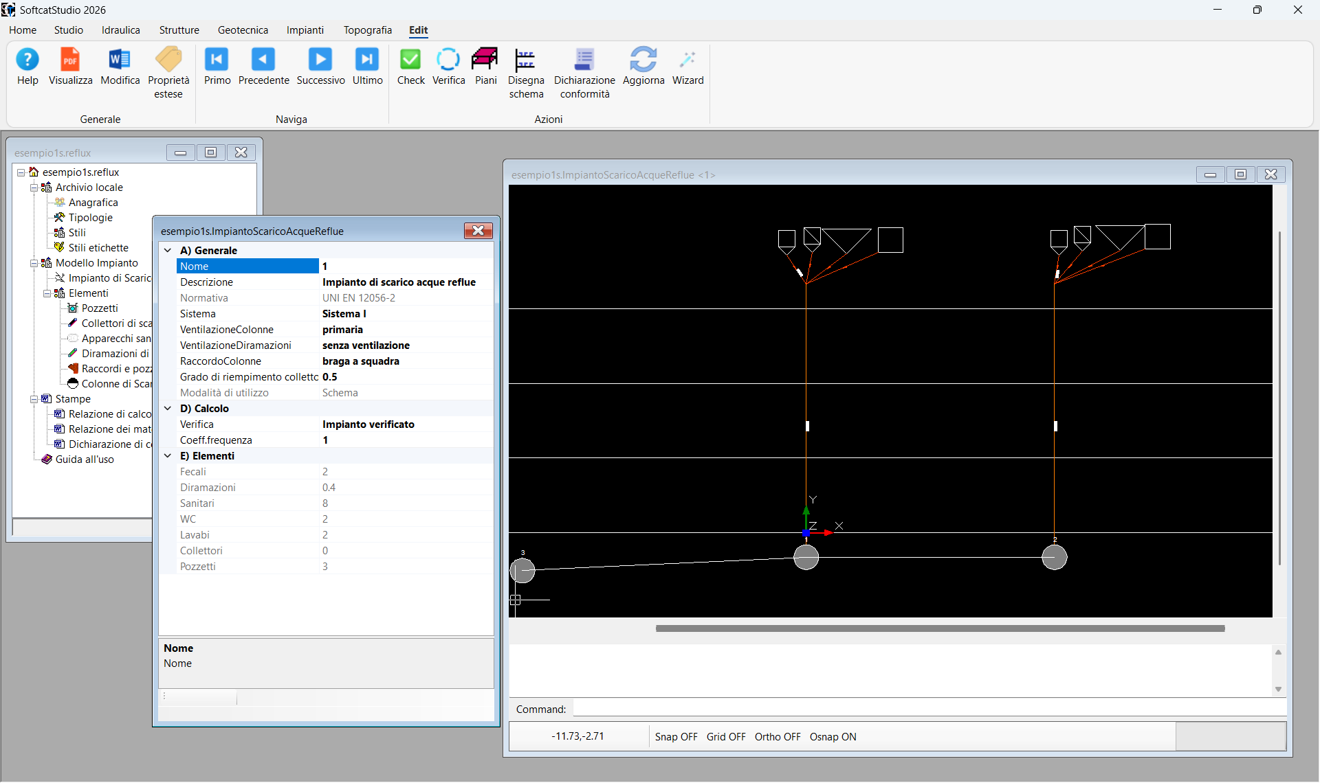 Reflux software scarico acque reflue SofTCat per edifici