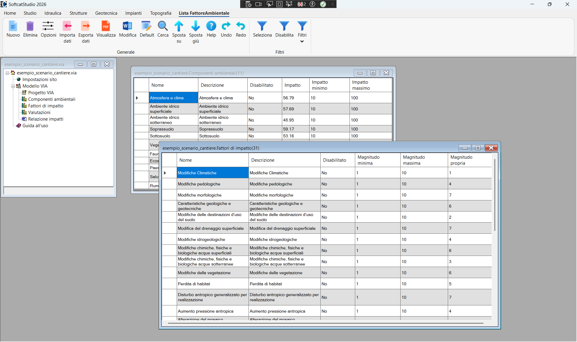 VIA software valutazione impatto ambientale SofTCat