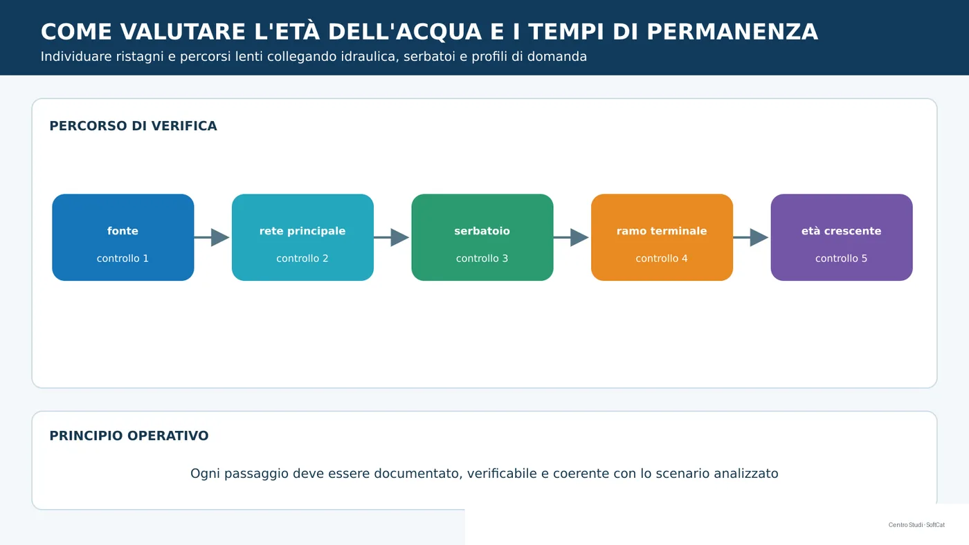 Schema tecnico: come valutare l'età dell'acqua e i tempi di permanenza.